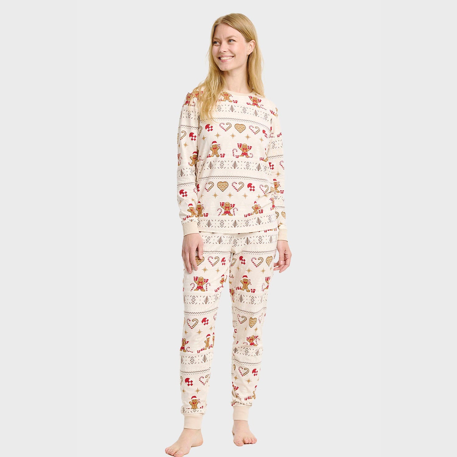 Joulukeksi Joulupyjama Beige – Naiset